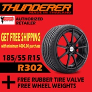 185/55R15 Thunderer R302 Tires 82V (Made in Thailand) with Free Rubber Tire Valve and Wheel Weights