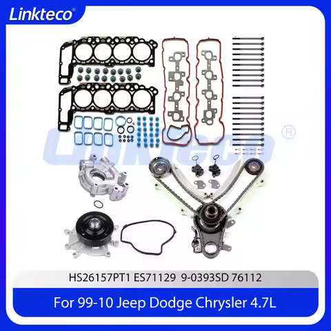 Engine Full Gasket Set Timing Chain Kit Water Pump Oil Pump Fit EVA 4.7 L For 05-12 JEEP Dodge Chrys