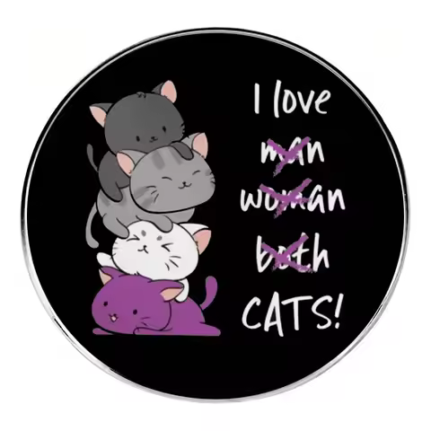 I Love Cats Pins Lapel Badge Asexual Pride Brooch Bag Clothing Decoration Jewelry