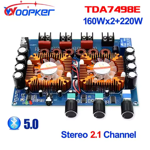 Woopker Bluetooth 5.0 Audio Power Amplifier Board TDA7498E 160W*2+220W 2.1 Channel Subwoofer Stereo 