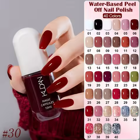 KUDAN Dark Burgundy Nail Polish, Alcohol-Free - Long-Lasting Formula Quick Drying Without Lighting, 