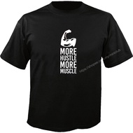 More Hustle More Muscle Logo Custom Tshirt BLACK COLOR (S-3XL)