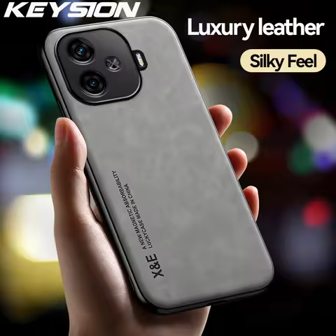 KEYSION Luxury Retro PU Leather Case for IQOO Z9 5G Z9 Turbo Soft Silicone+PC Shockproof Phone Back