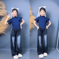 Children's Jeans Culottes Pants 5-11 Years Plain Simple Fashion Children's Baggy Jeans Pants