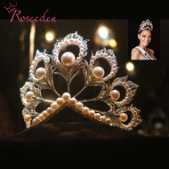 Pageant Rhinestone Silver Color Pearls Feather Diadems Miss-Universe Miss USA Tiaras And Crowns RE41