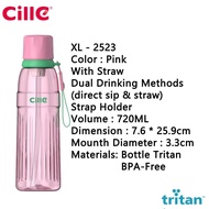 Cille Tritan Sport Bottle Sip & Straw Leak-Proof For Sport Botol Air Tritan Sesuai untuk Sukan Ada S