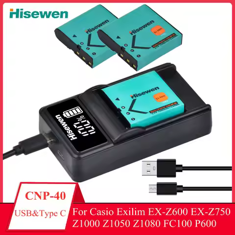 NP-40 NP40 CNP-40 Battery+Charger with Type C Port For Casio Exilim EX-Z600 EX-Z750 Z1000 Z1050 Z108