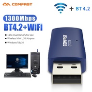 [Hot K] Wireless USB WiFi Bluetooth Compatible 4.2 Dongle 1300Mbps for PC Desktop Laptop 5GHz +2.4G Network Adapter Card PC Receiver