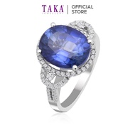 TAKA Jewellery Lab Grown Oval Blue Sapphire and Diamond Ring 10K