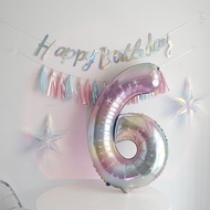 Number Balloon Birthday Balloon 133cm 3 Years Old Number Balloon Rainbow Star Gradient Colorful Rain