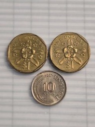 新加坡硬幣：1元 x 2，10分 x 1
