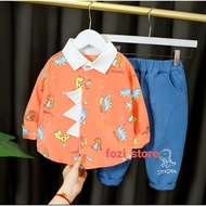 KEMEJA JEANS SET + SHIRT 1T - 4T ( FZ12)