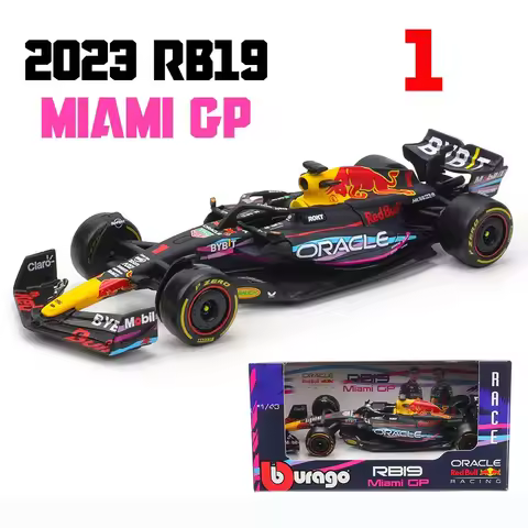 Bburago 1:43 F1 Red Bull Racing RB19 Miami GP 2023 1# Max Verstappen 11# Sergio Perez Alloy Car Die 