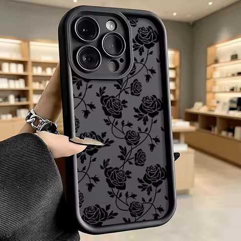 Black Rose Vines Phone Case Anti Drop Protective Back Cover for Honor X9 X8 X7 X6 Smart 600 400 300 
