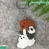 JENNIFERDZ We Bare Bears Animal Series Cartoon Keyring Ornaments Car Interior Accessories Bag Trinket Car Pendant Key Rings