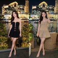 AL078 Aileen Brand Mini Strapless Dress There Are 2 Colors To Choose From: Black And Light Brown. [2