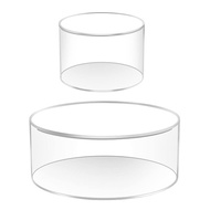 2Pcs Acrylic Fillable Cake Display Board Clear Round Fillable Cake Stand Display Box for Wedding Bir