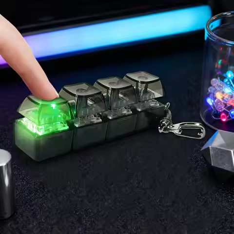4-key Keyboard Clicker Fidget Keyboard Sensory Relaxation Button Keyboard Fidget Keychain Mechanical