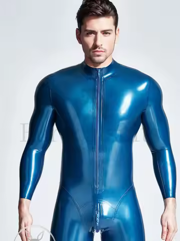 customized latex catsuits men eurocat suits latex zentai rubber fetish customised Male 'Mr Muscles'