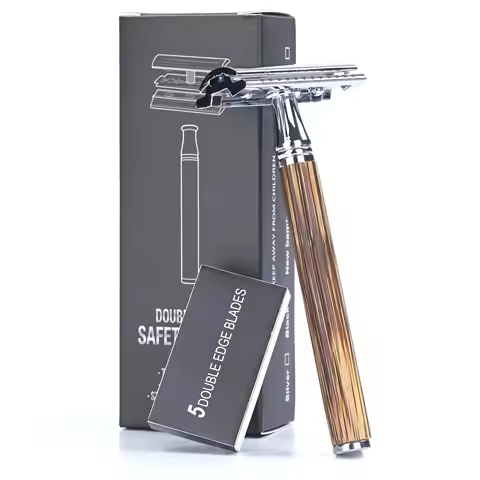 Men Safety Shaving Razor Natural Bamboo Handle Double Edge Comb Head Classic Manual Shaver Classic M