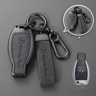 Car Key Cover for Mercedes-Benz Gla200 C200l B200 Cla220 C180l A180 GlC Full-Covered Alloy + Leather