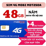 ( 1 TỶ GB DATA INTERNET ) Sim 4G Trọn Gói 1 Năm Mobifone MDT250A 3gb 1 tháng - Mua 1 Lần Dùng Cả Nă