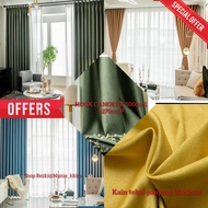 LANGSIR CURTAIN LUXURY 100CM X270CM TEBAL BLACKOUT 90% PLAIN KOSONG HOOK CANGKUK MURAH