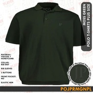 Plus Size Men's Polo T Shirt With 3 button No Pocket Color Moss Green (Plain) Code POJPRMGNPL