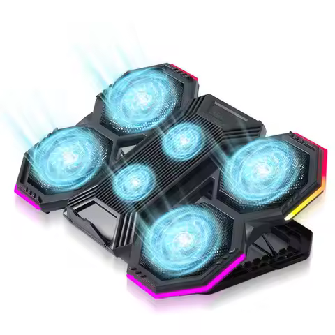 Laptop Cooler Cooling Pad 2 USB Ports Laptop Cooler with 6 Quiet Fans External Cooler Height Adjusta