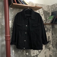 ÁO KHOÁC JEAN ĐEN TRƠN FOME RỘNG NAM + NỮ CHẤT ĐẸP A4S
