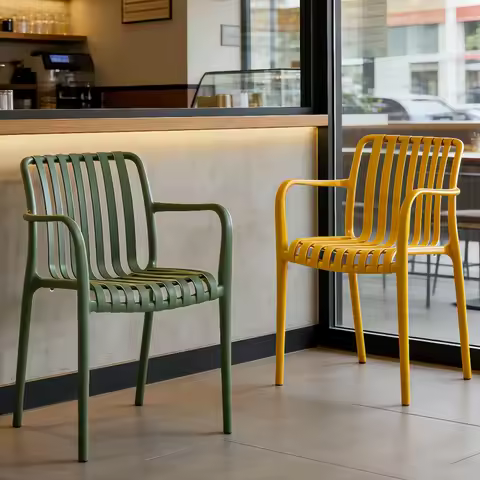 Simple Thick Plastic Backrest Dining Chair Home Cafe Leisure Restaurant Chair Nordic Outdoor Patio P