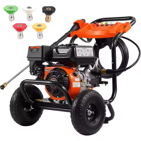 VEVOR 3500 PSI Gas Pressure Washer with 2.6 GPM, Aluminum Pump, Spray Gun, Extension Wand, and 5 Noz