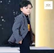 Boy Blazer เสื้อสูทเด็กเล็ก-โต Kid Suit เบลล์เซอร์ลายขาวดำ ขนาด 80, 90, 100, 110, 120, 130, 140, 150 (ประมาณ 6 เดือน ถึง 12 ปี