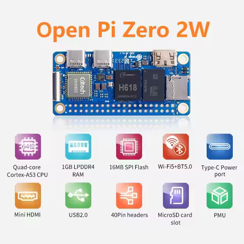 Orange Pi Zero 2W (1G/2G/4G LPDDR4 RAM) H618, 4xARM Cortex-a53 Up to 1.5GHz,WiFi5&BT5.0 Support Expa