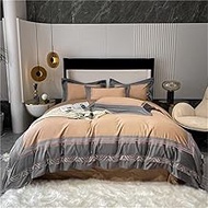 4Pcs 1000TC Egyptian Cotton Bedding Set Chic Frame Patchwork Duvet Cover Bed Sheet Pillow Shams (Color : A, Size : Queen size 4Pcs) vision