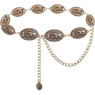 TOPACC Western Metal Concho Belt for Wn Cowgirl Chain Belts for Dresses Jeans Country Concert Outfit