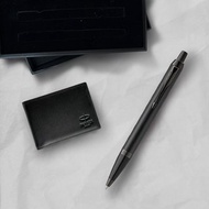 Parker 派克 新IM 特別款理性黑原子筆 牛皮短夾禮盒 免費刻字