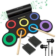 ROCKSOCKI Electric Drum Set, 7-Pad Kids Electronic Drum Set with Headphone Included, Roll-up Drum Pr