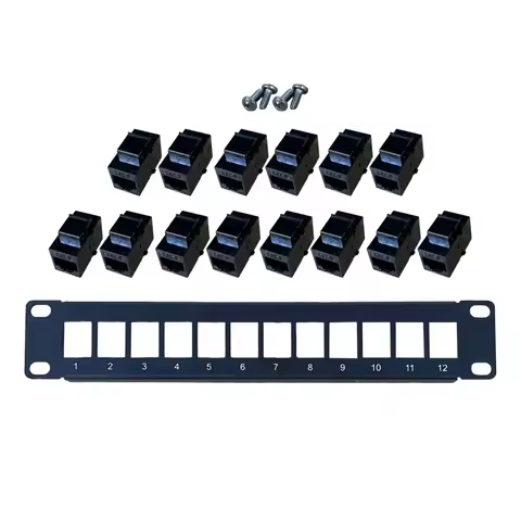 Patch Panel 12 Port CAT6 10G Support 1U Network Patch Panel UTP 19inch Wallmount or Rackmount Punch 
