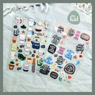 Waterproof PVC Sticker Transparent Cartoon Coffee Quotes Food Nature