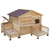HY/🥭Hippie Dog（hipidog）Outdoor Solid Wood Dog House Dog House Villa plus-Sized Extra Large Rainproof and Sun Protection