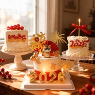 2026 New Year Cake Decorative Ornaments Digital Candle fireworks Sunglasses Ma Da Zhan Hongtu Soft G