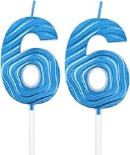 Blue Number 66 Candle Sapphire Blue Candle 66th Birthday Deep Blue Cake Candles Decorations for Grad