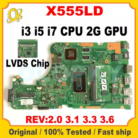 X555LD REV:2.0 3.1 3.3 3.6 for ASUS X555LN X555LP X555LB X555LJ X555LF laptop motherboard with i3 i5