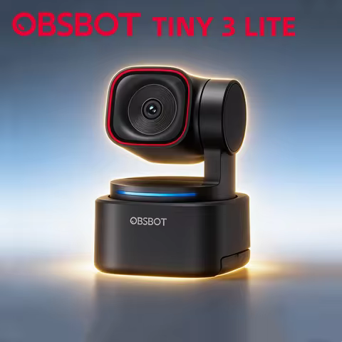 OBSBOT Tiny 3 Lite AI-Powered Spatial Audio 4K Webcam - AI Tracking PTZ Camera with 1/2" Sensor, Tri