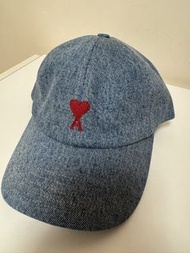 AMI Paris Denim Cap Red Heart Logo