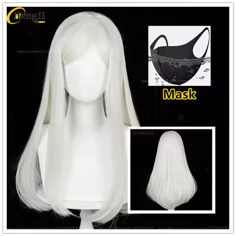 In Stock Anime Synthetic Sanzu Haruchiyo Long 70cm Milky White Cosplay Wig Heat Resistant Hair Hallo