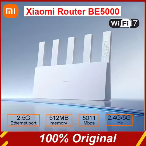 XIAOMI Router BE5000 WiFi 7 5011Mbps 2.4G/2.5GHz Network Port 512MB Memory Dual Broadband Access Net