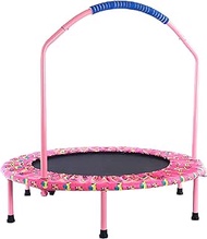 Home Office Toddler Trampoline Mini Trampoline with Handle And Protective Cover Foldable Fitness Exercise Rebounder Jumper Safe And Durable Kids Trampoline for Indoor Outdoor 38in Pink