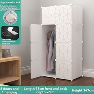 Wardrobe Cabinet Simplicity wardrobe Baby Clothes Storage With Hanger Shoe Rack Screwless Stackable 